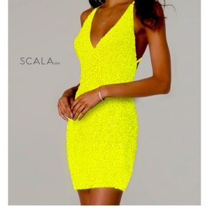 Scala yellow sparkly prom dress